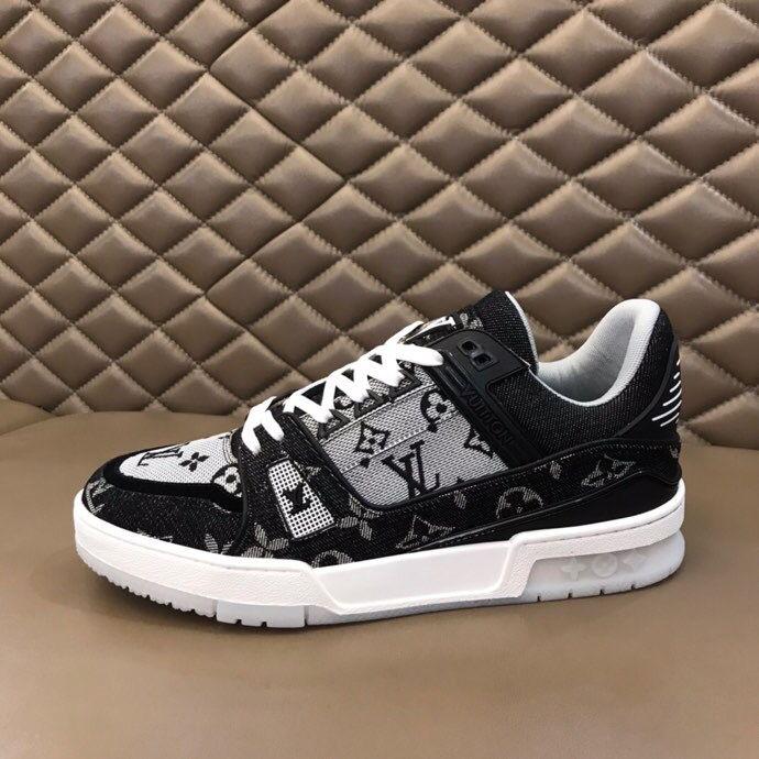 Black embroidered luxury logo men's sneakers running shoes
