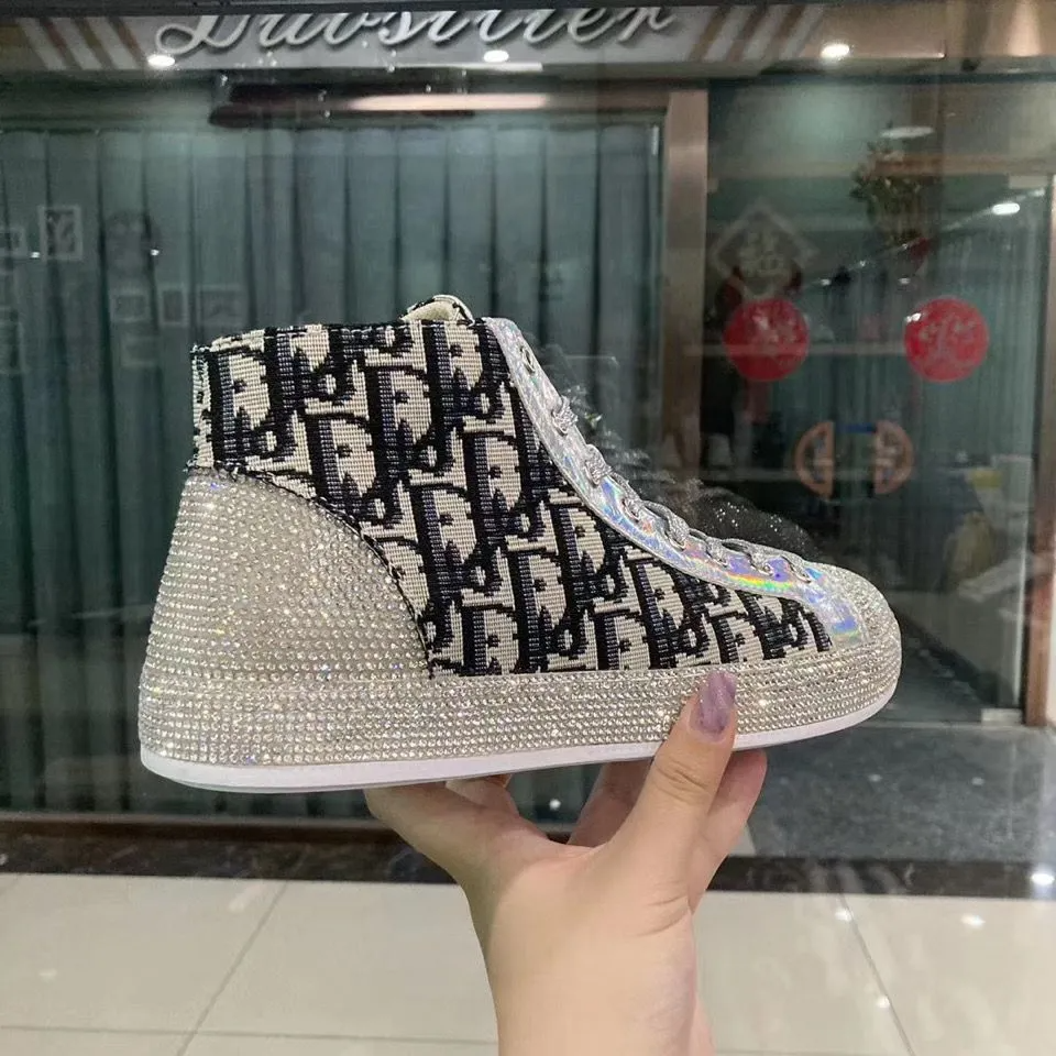 High-top hot diamond fashion casual printed sneakers
