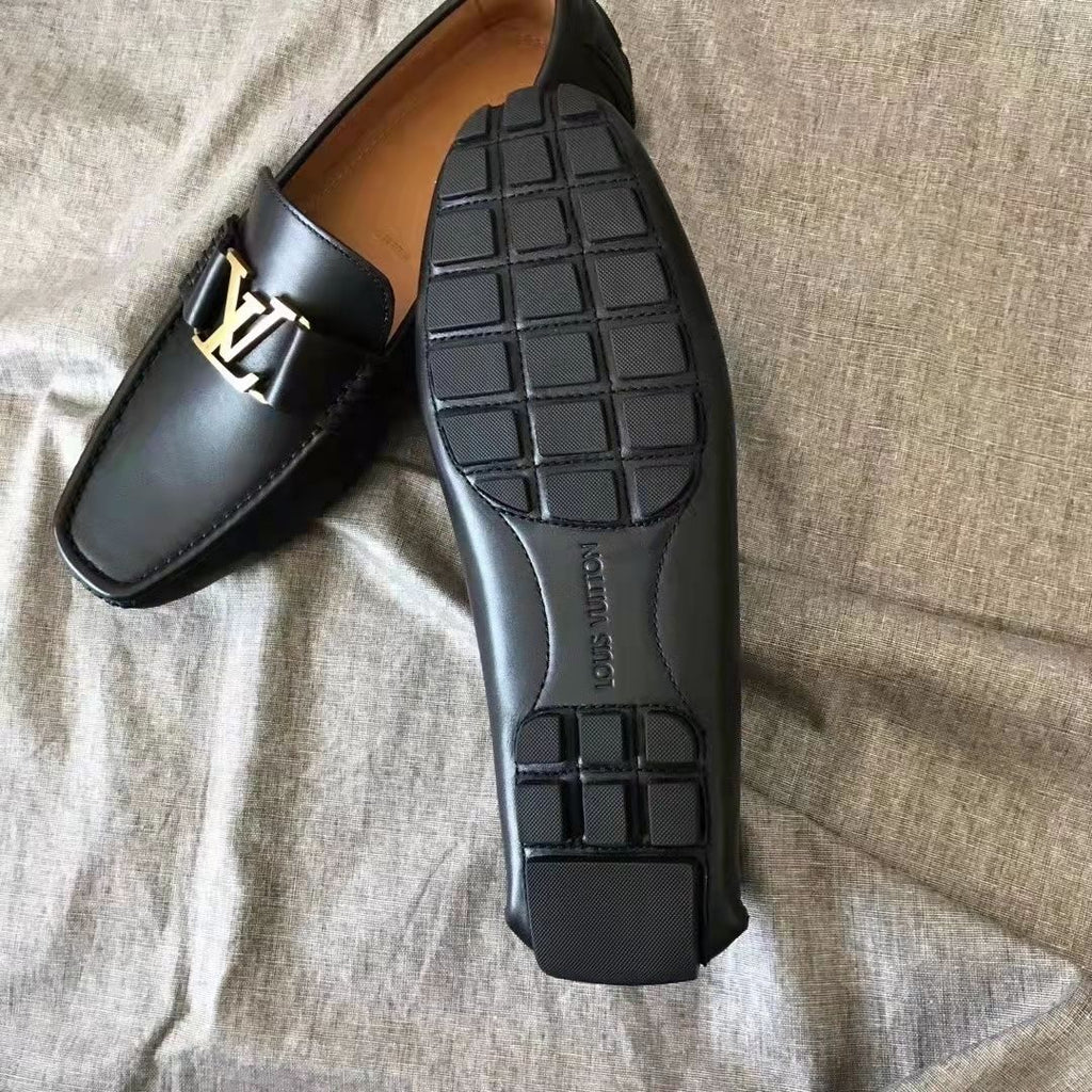 Black High Grade Fashion V Logo Men's Loafers
