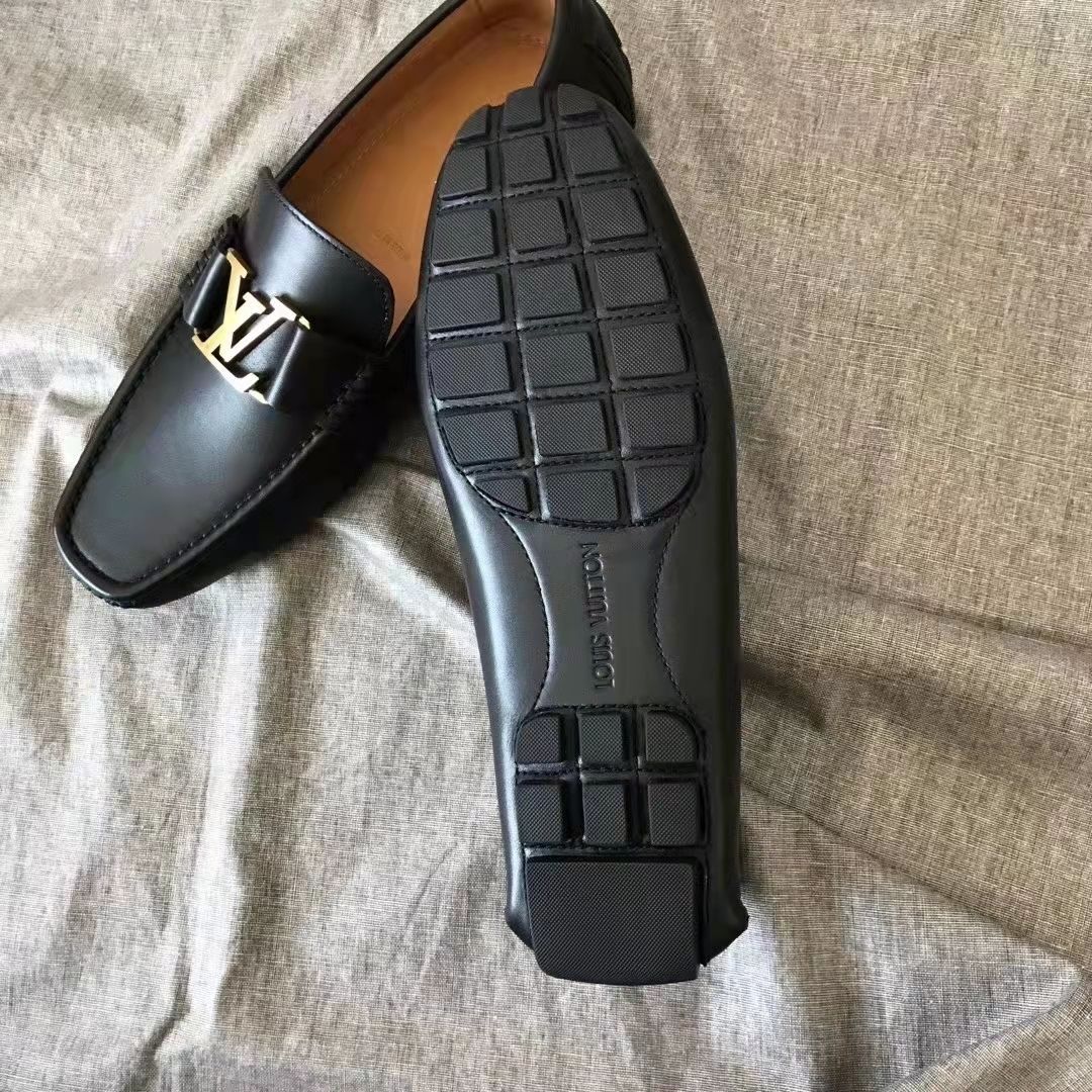 Black High Grade Fashion V Logo Men's Loafers
