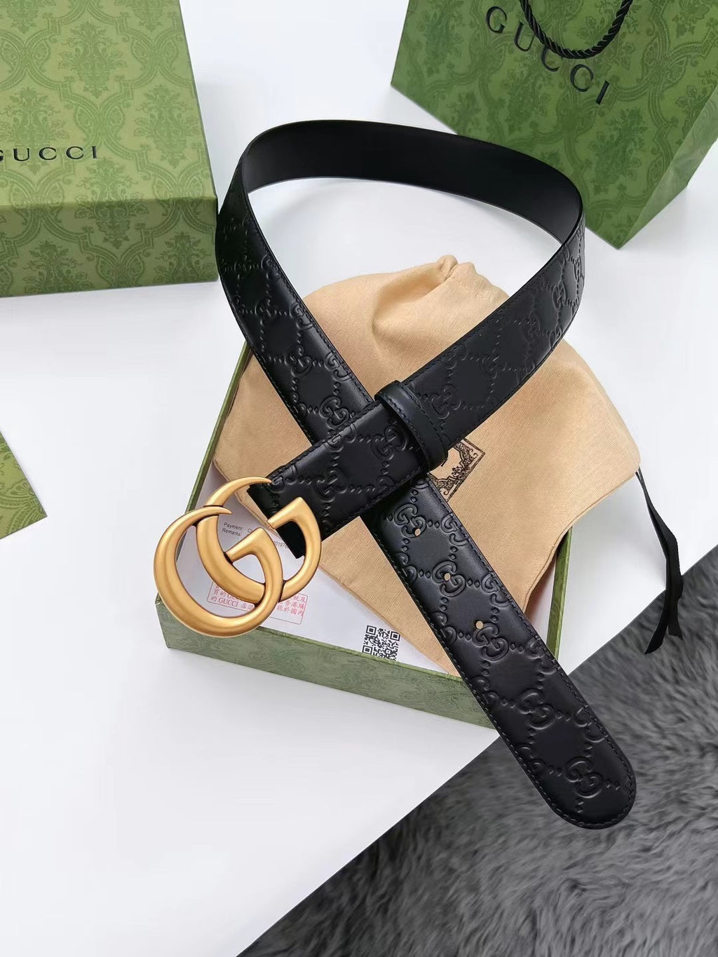 Gui Luxury metal letter top-grain cowhide belt 26022701