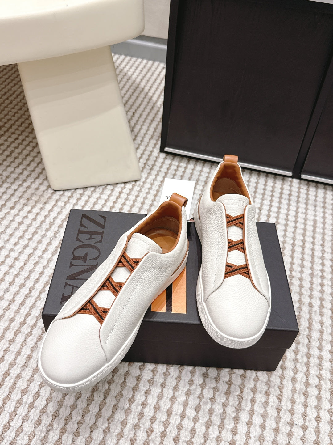 Leather Texture Triple Stitch Sneakers 1826032601