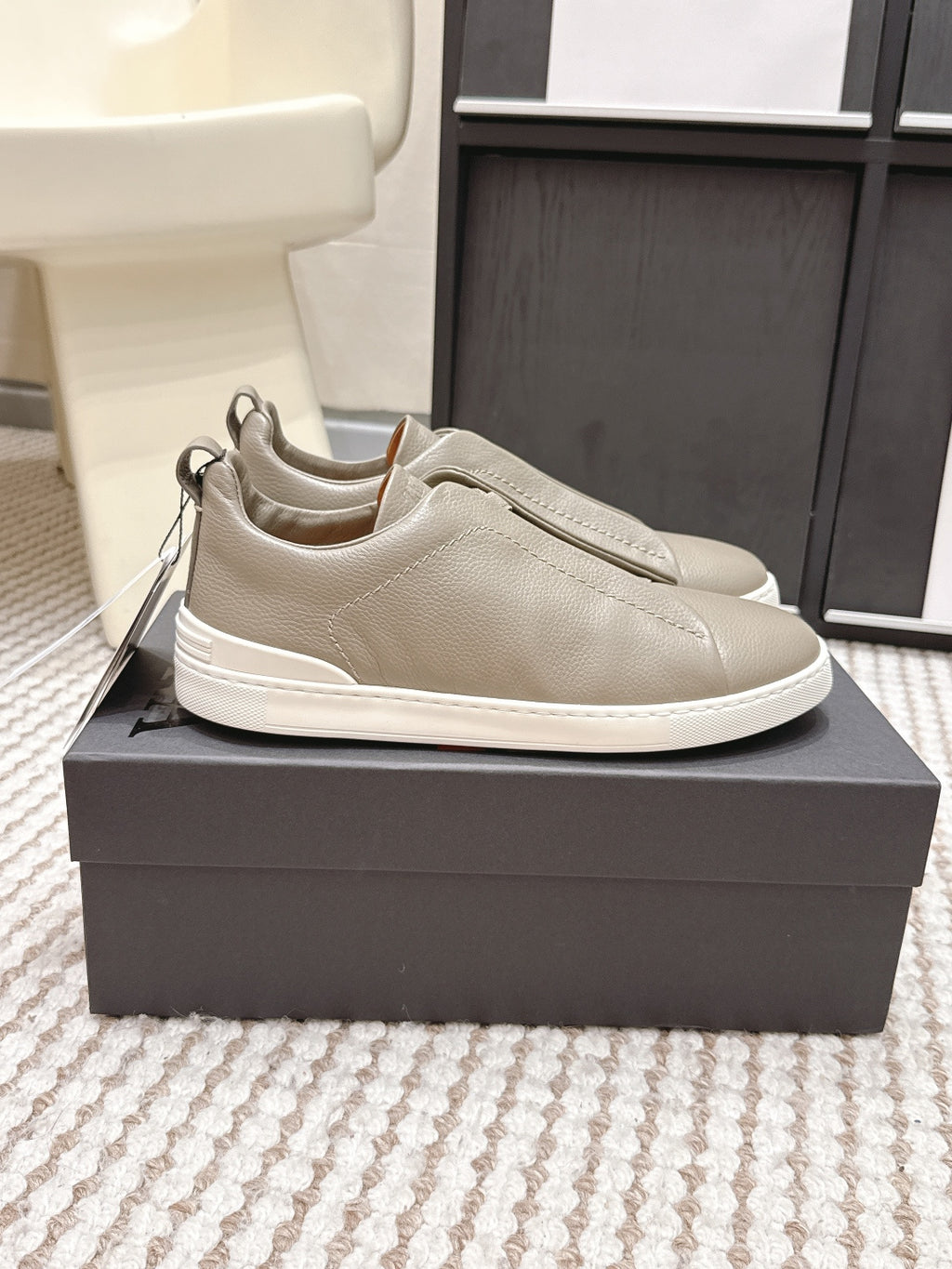 Leather Texture Triple Stitch Sneakers 1826032601