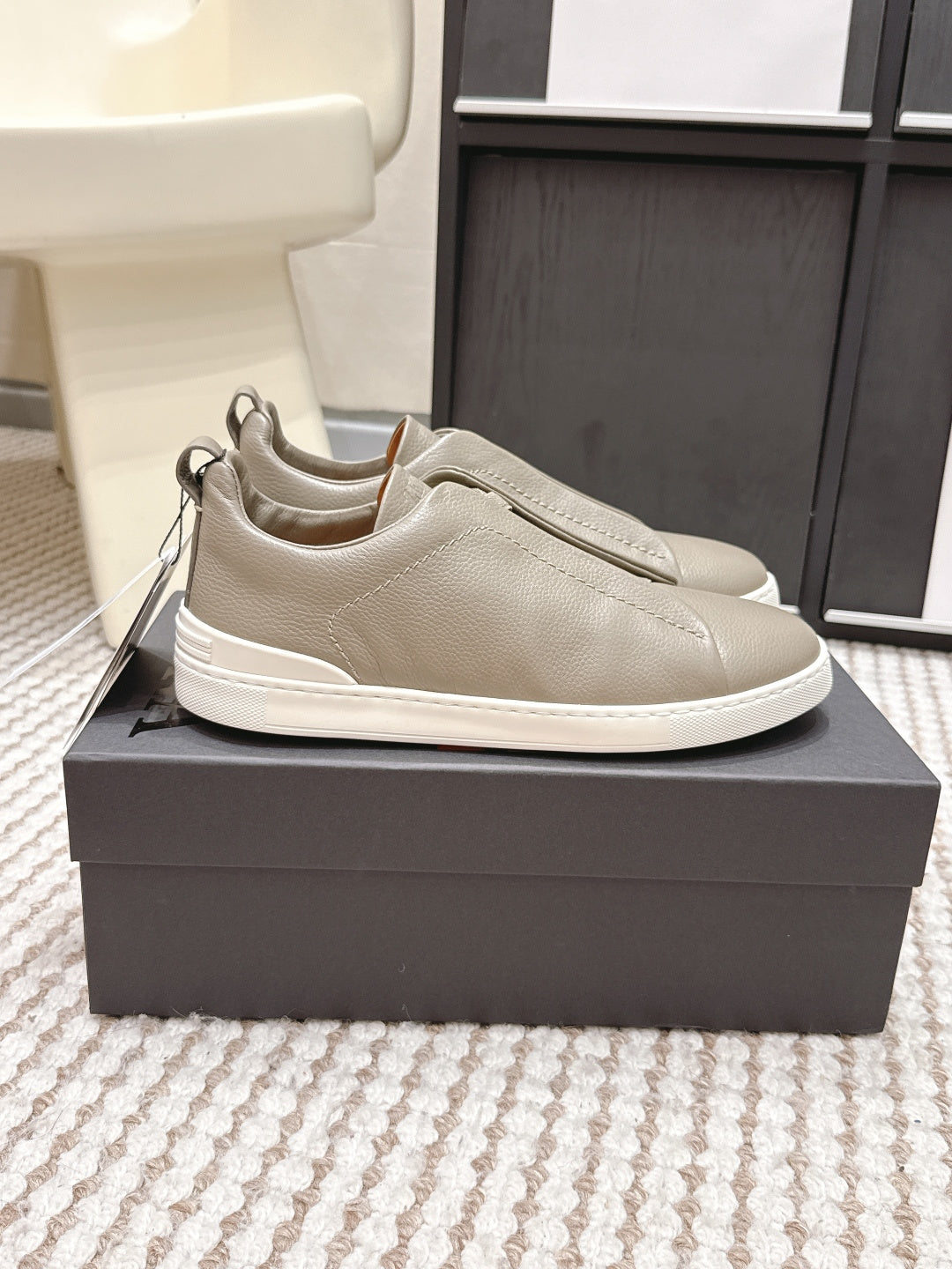 Leather Texture Triple Stitch Sneakers 1826032601