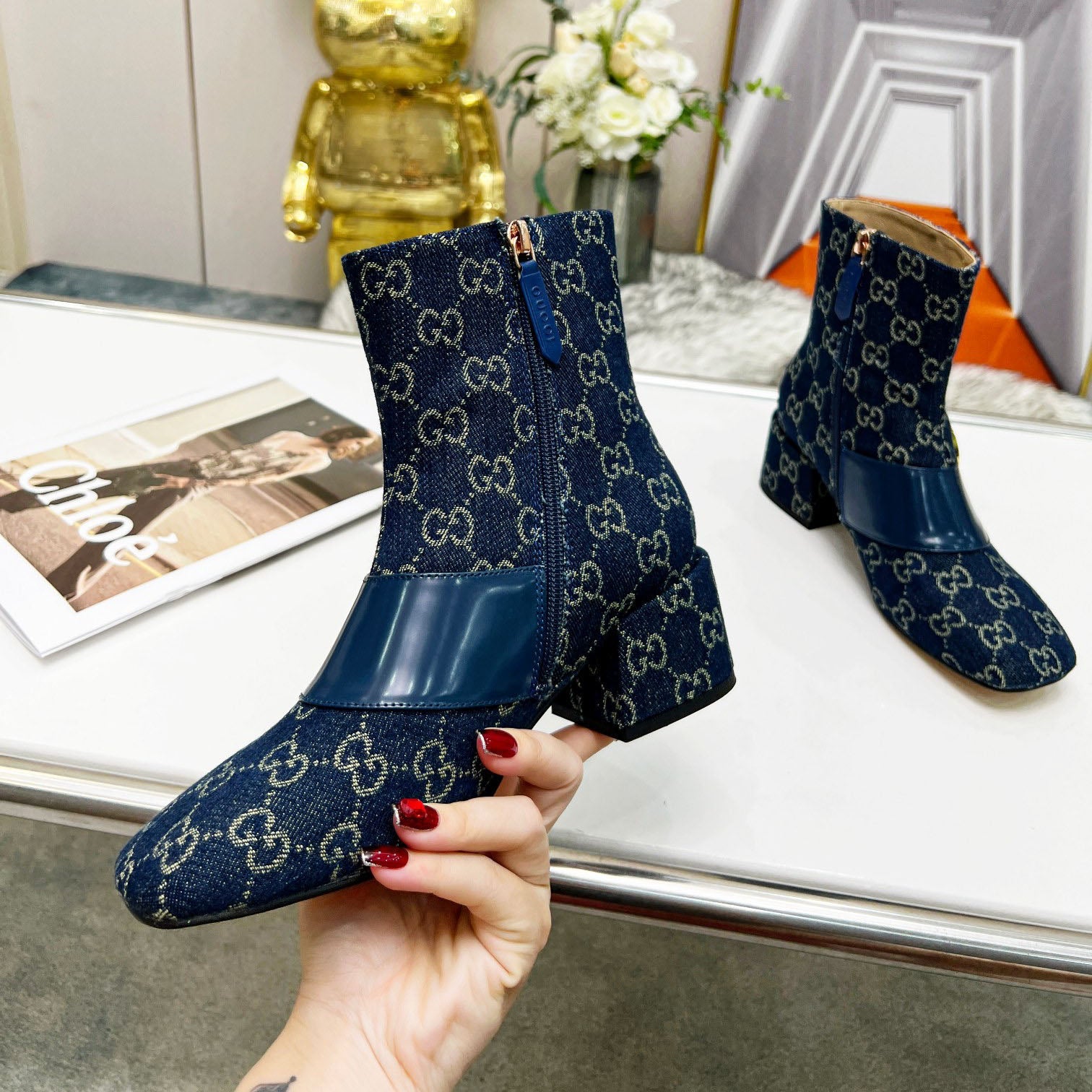 New chunky heel nude boots fashion boots