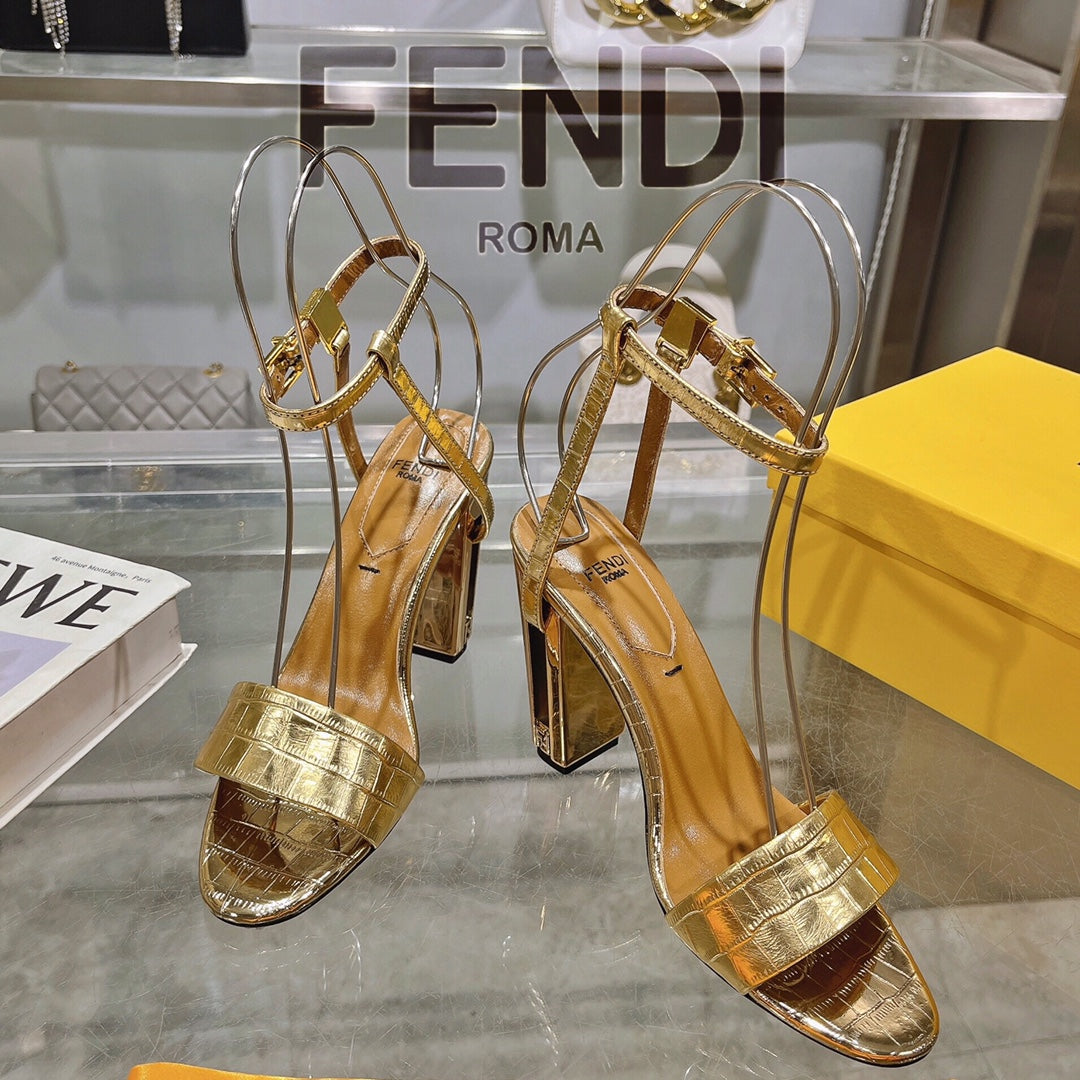 New Fashionable Thick Heel Fish Mouth Strip Sandals 1024022101