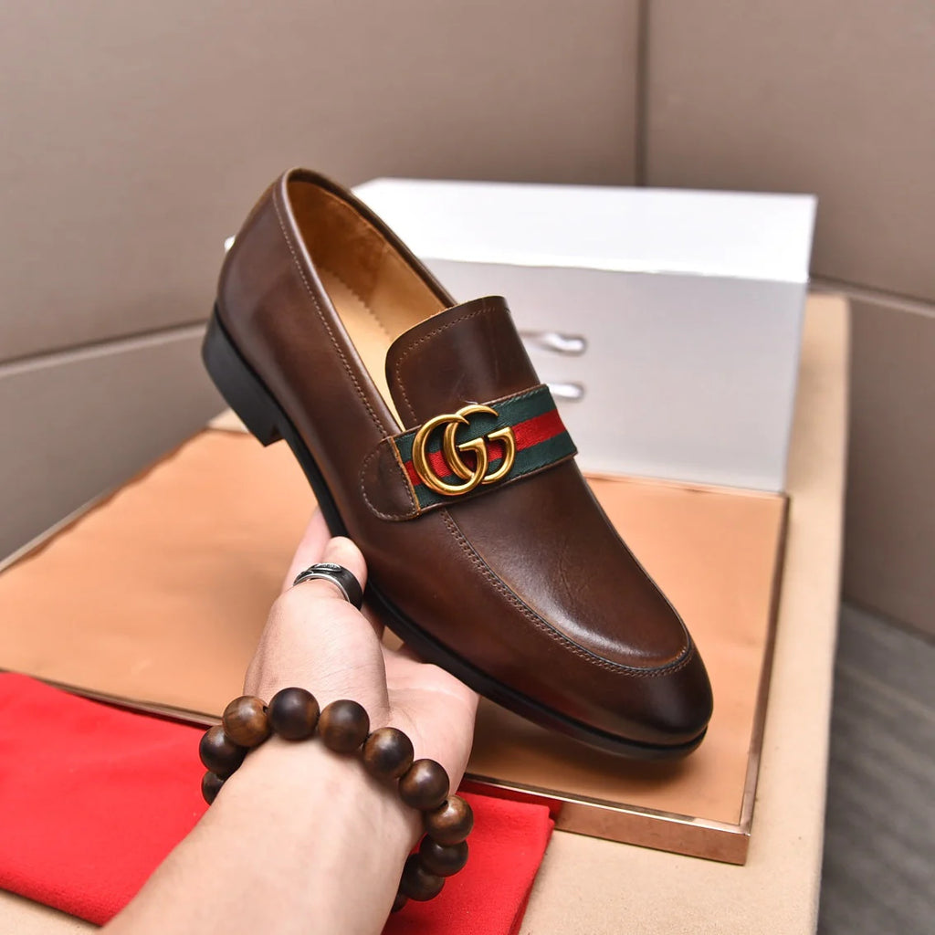 Gentleman Men's Shoes Leather Popular Classic Pesbyterian Pattern Loafers G07