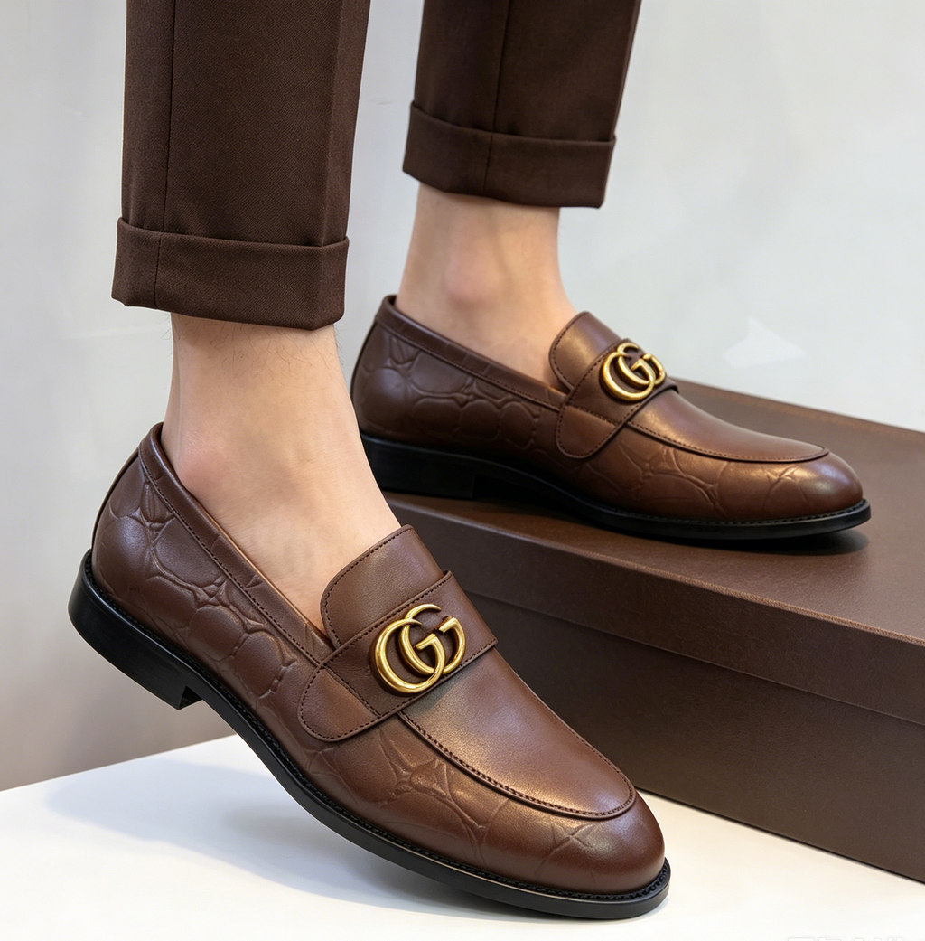 Brown Leather Men Slip-on Shoes G10
