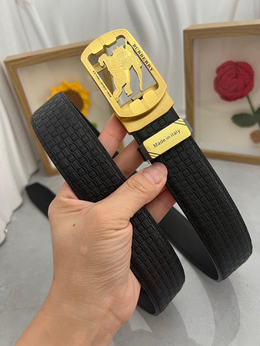 Bbr Luxury metal letter top-grain cowhide belt 26022702