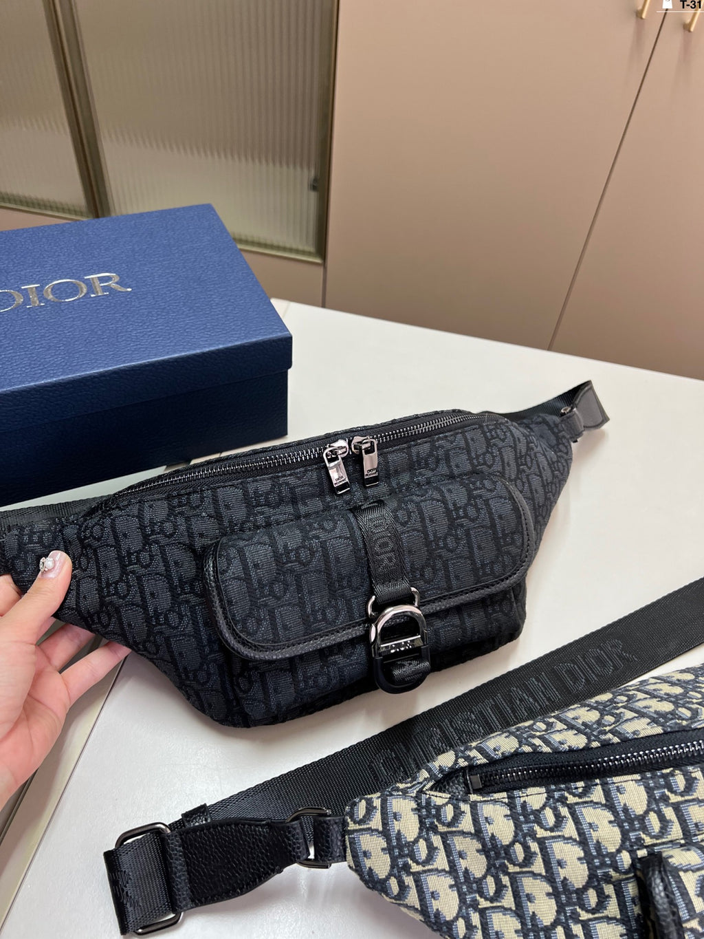 Oblique jacquard CD embroidery knitted waist bag chest bag 1825052323