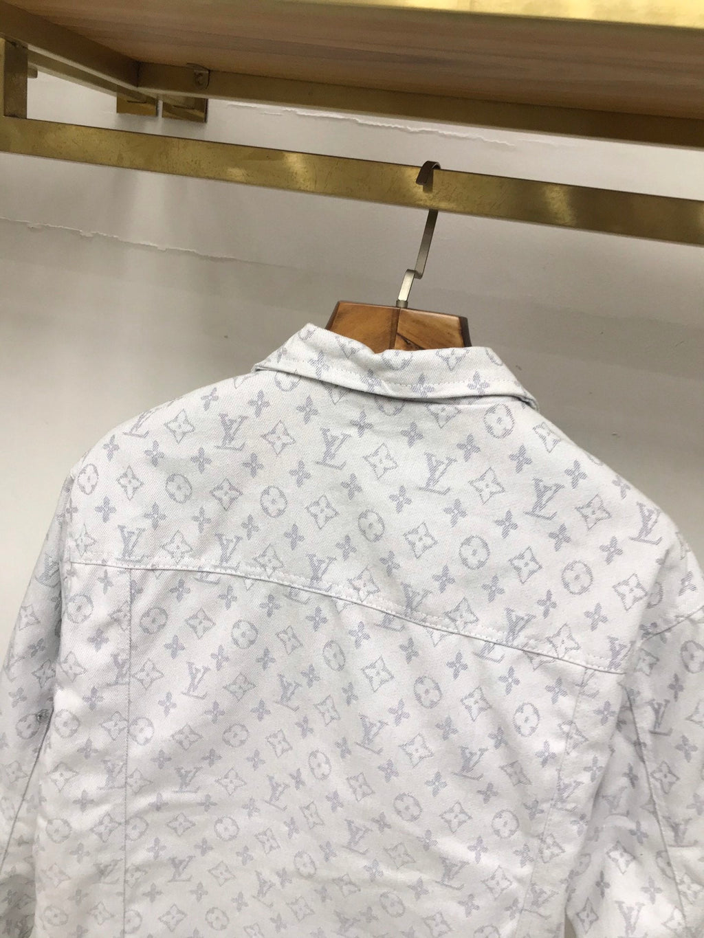 Allover printed jacquard washed denim jacket XC0823101905