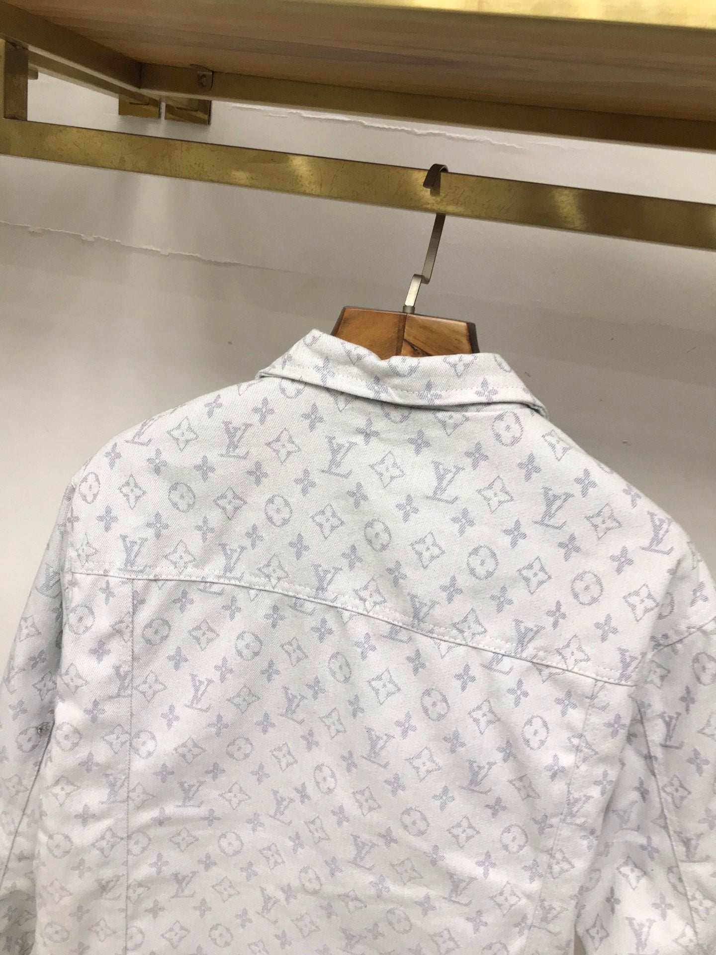 Allover printed jacquard washed denim jacket XC0823101905