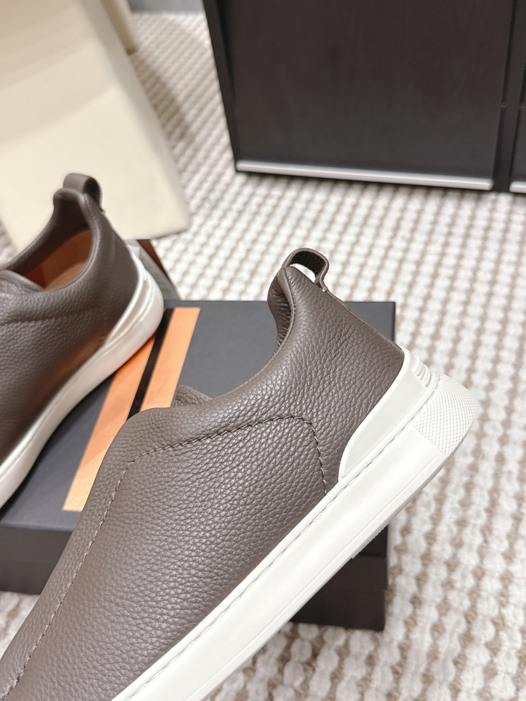 Leather Texture Triple Stitch Sneakers 1826032601