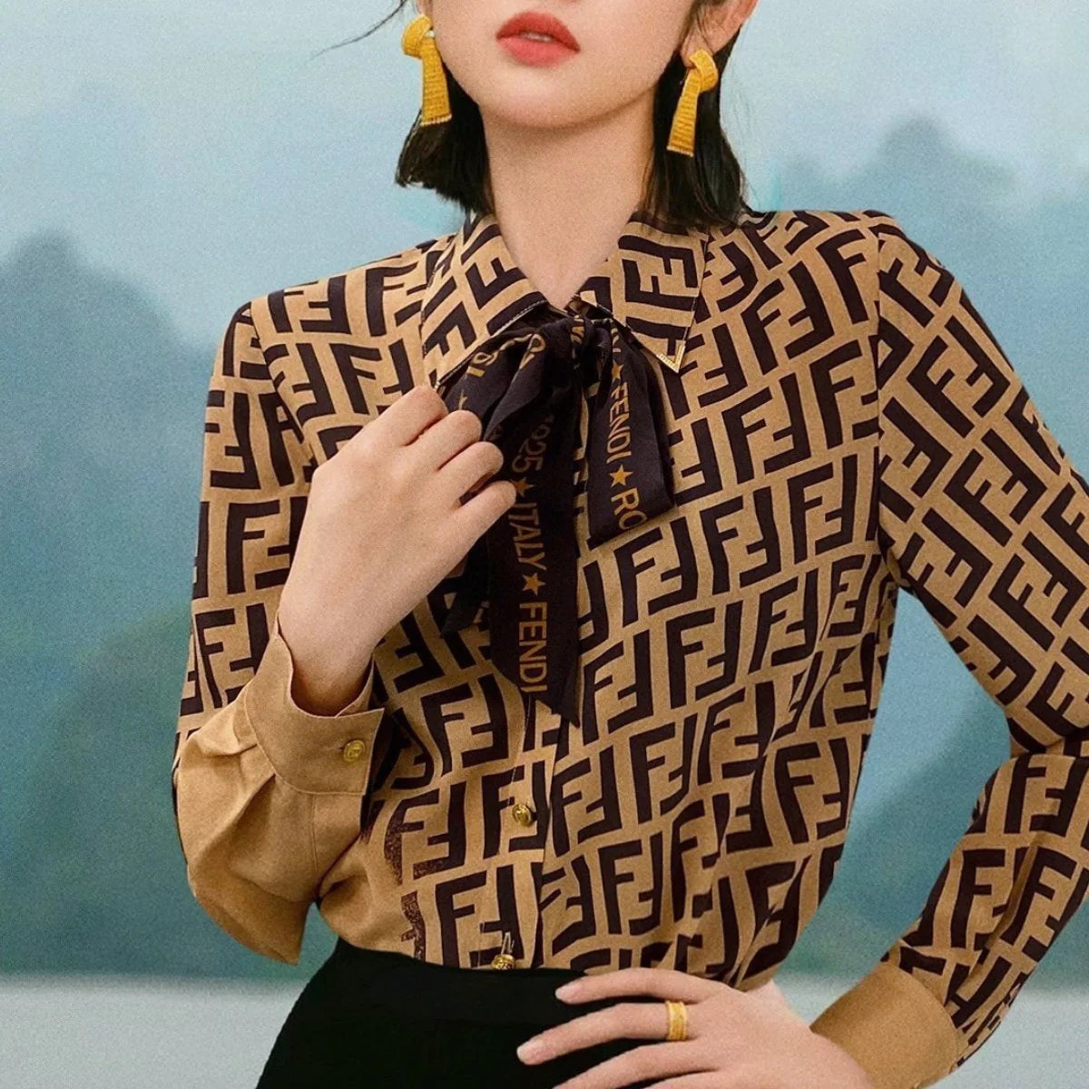 Vintage Print Blouse 1024031506