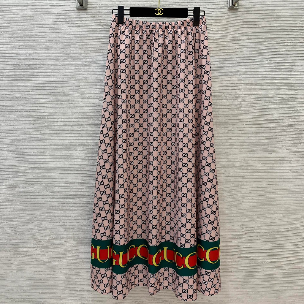 New Fashion Casual Old Flower GG Pinted Short Sleeve + Half Body Skirt 1025070201
