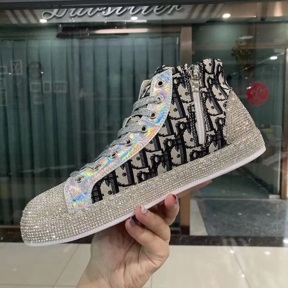 High-top hot diamond fashion casual printed sneakers