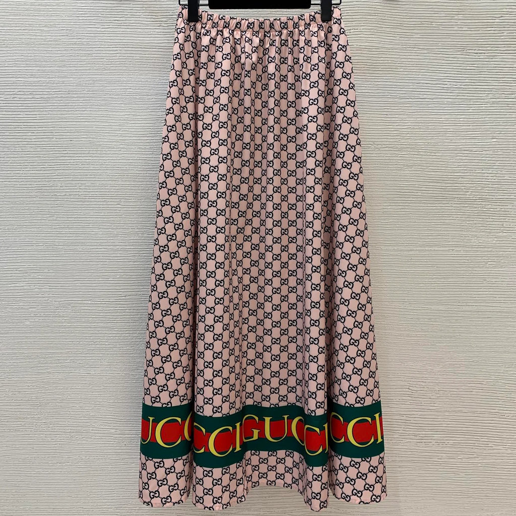New Fashion Casual Old Flower GG Pinted Short Sleeve + Half Body Skirt 1025070201