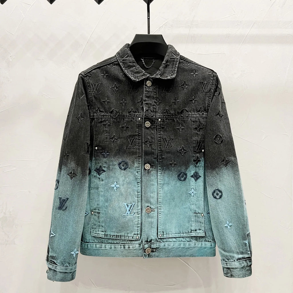 Gradient aurora blue denim jacket 1426012312