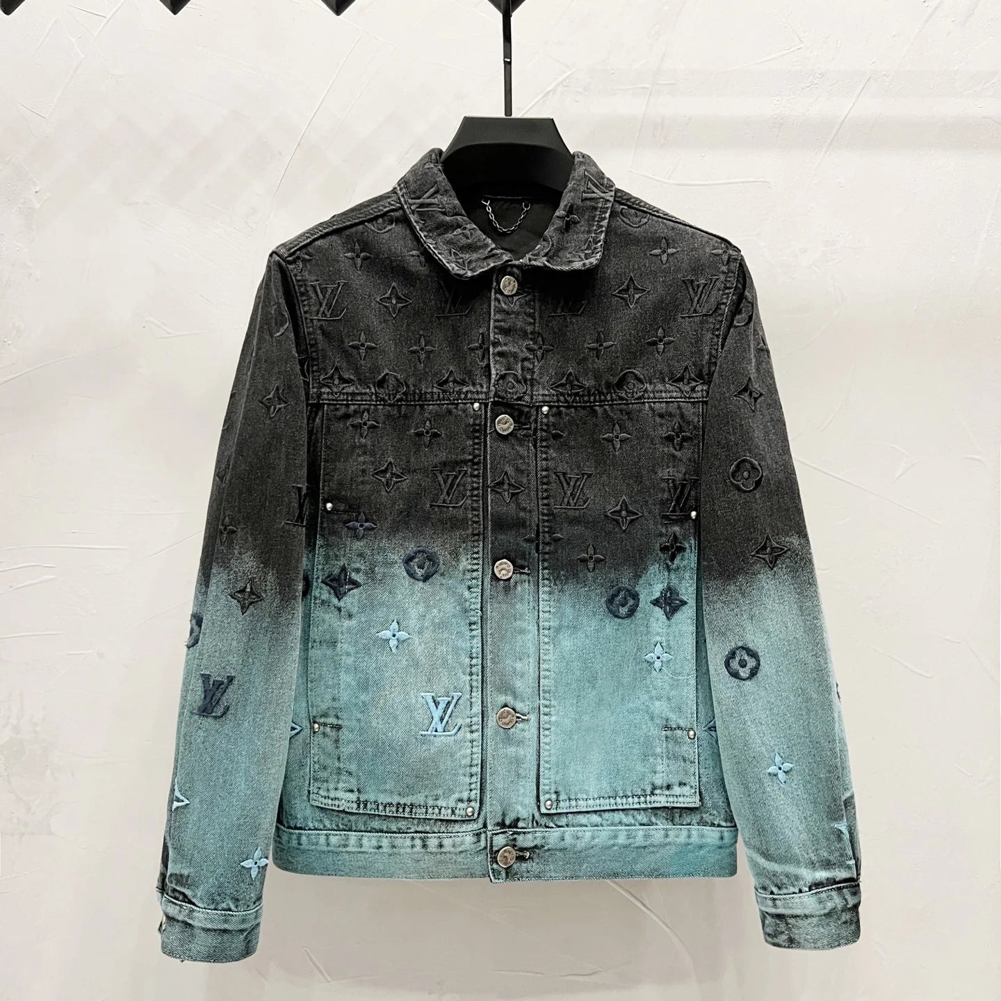 Gradient aurora blue denim jacket 1426012312