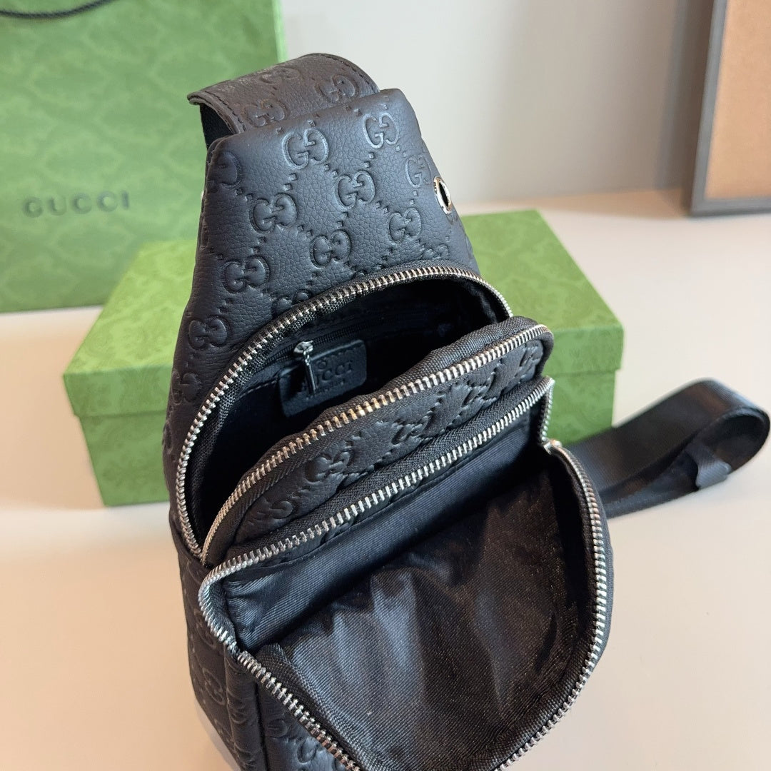 GUI Leather embossed chest bag 1825111301