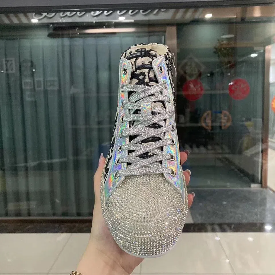 High-top hot diamond fashion casual printed sneakers