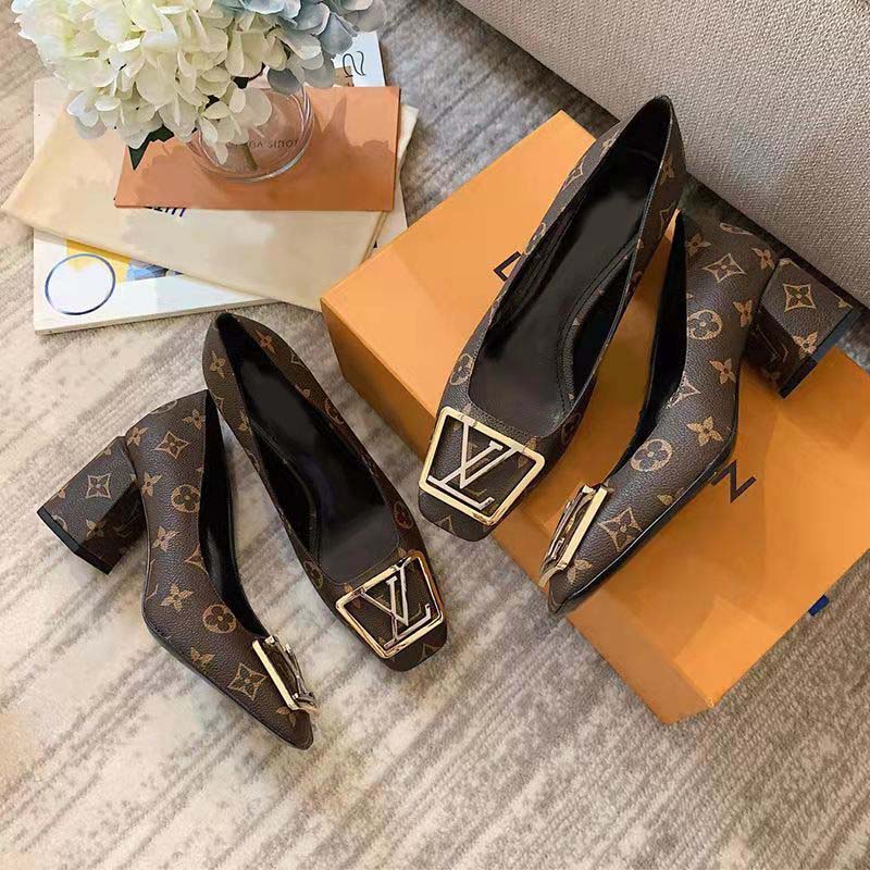 patent leather letter buckle square toe women's shoes