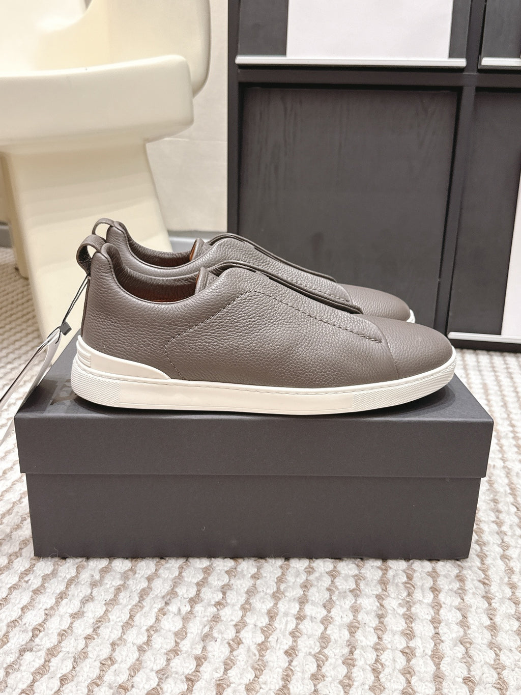Leather Texture Triple Stitch Sneakers 1826032601