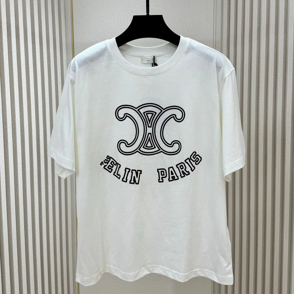 New Flocking Letters Round Neck T-Shirt 1024041201