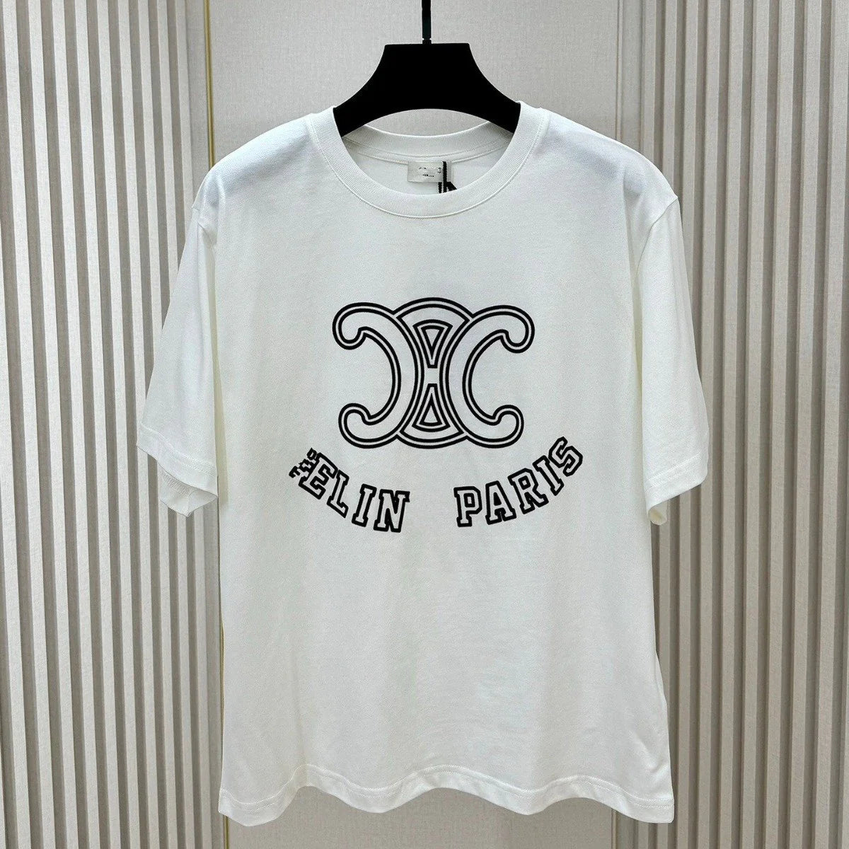 New Flocking Letters Round Neck T-Shirt 1024041201