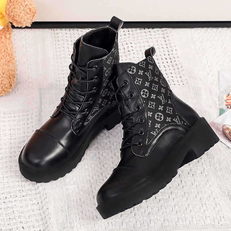 Black Platform Lace-Up Boots