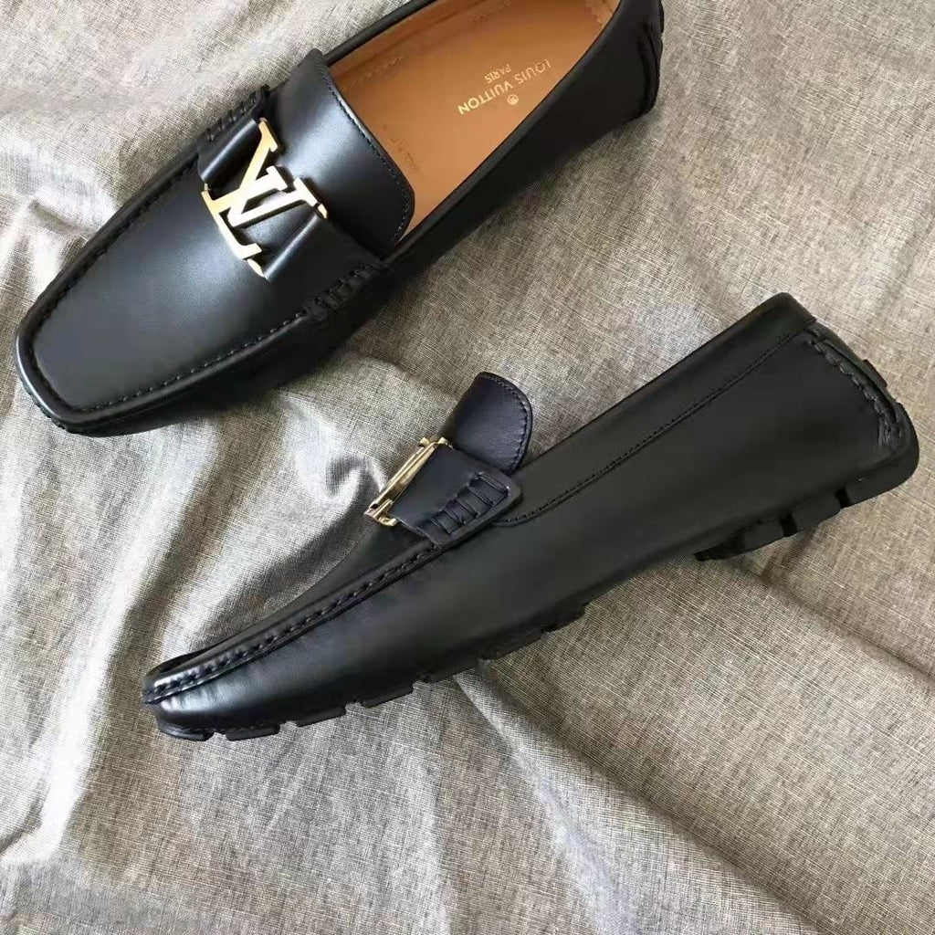 Black High Grade Fashion V Logo Men's Loafers