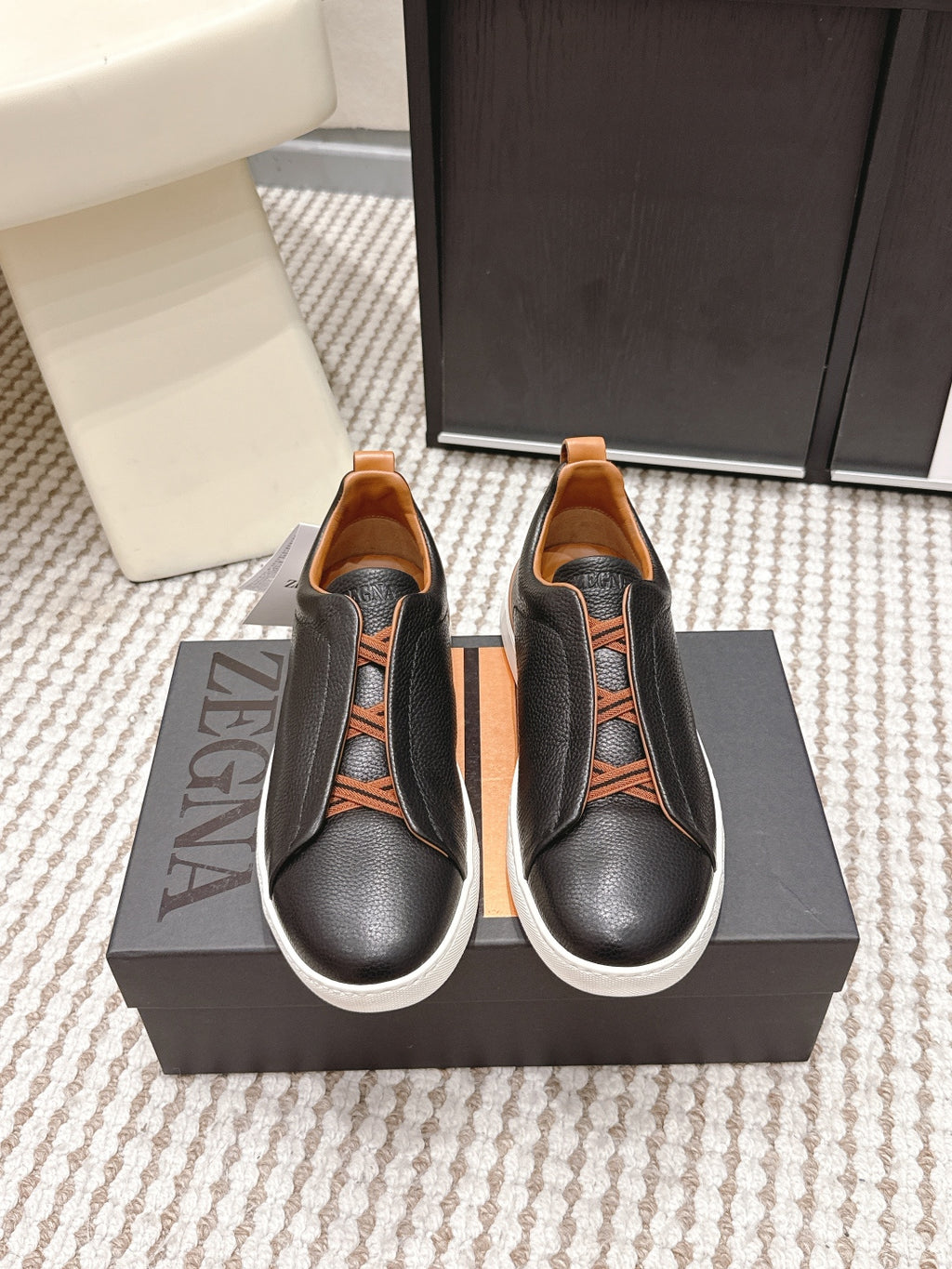 Leather Texture Triple Stitch Sneakers 1826032601