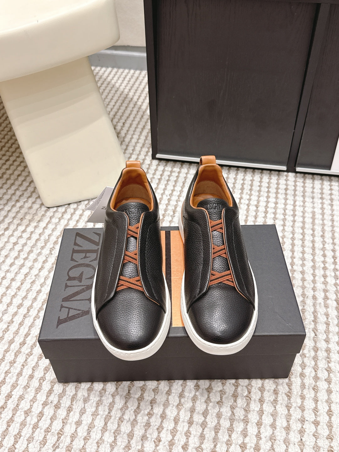Leather Texture Triple Stitch Sneakers 1826032601