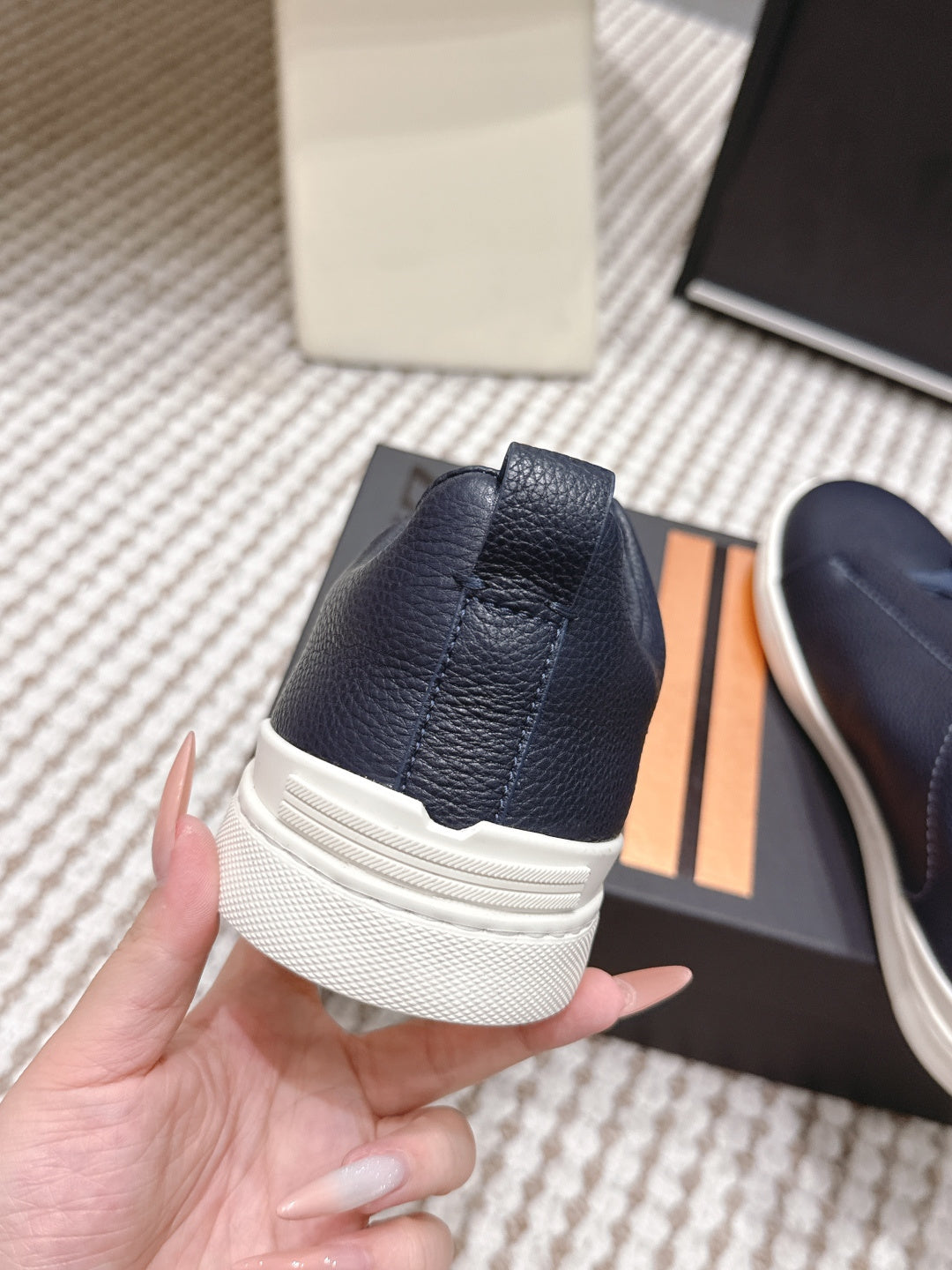 Leather Texture Triple Stitch Sneakers 1826032601