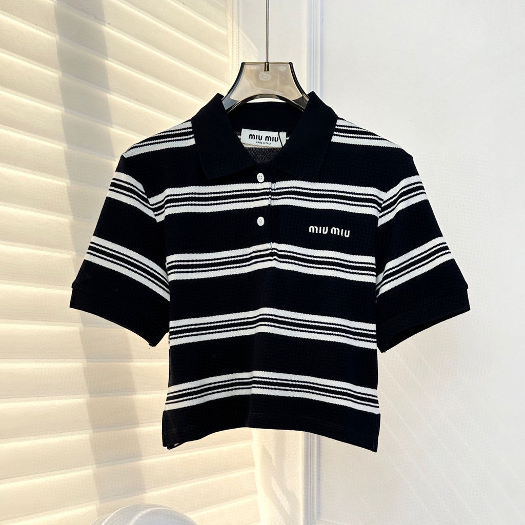 M 24SS Contrast Color Striped Short Polo Short Sleeve 1824072302