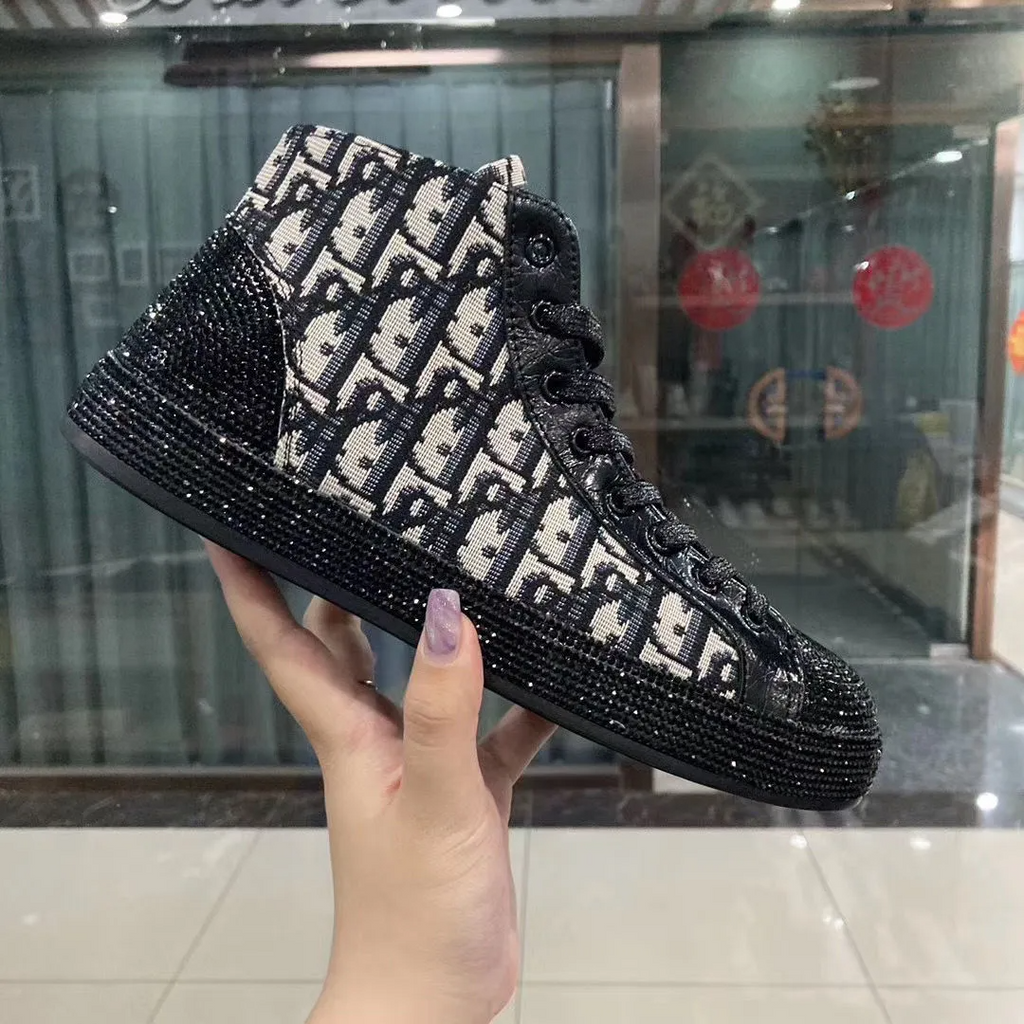 High-top hot diamond fashion casual printed sneakers