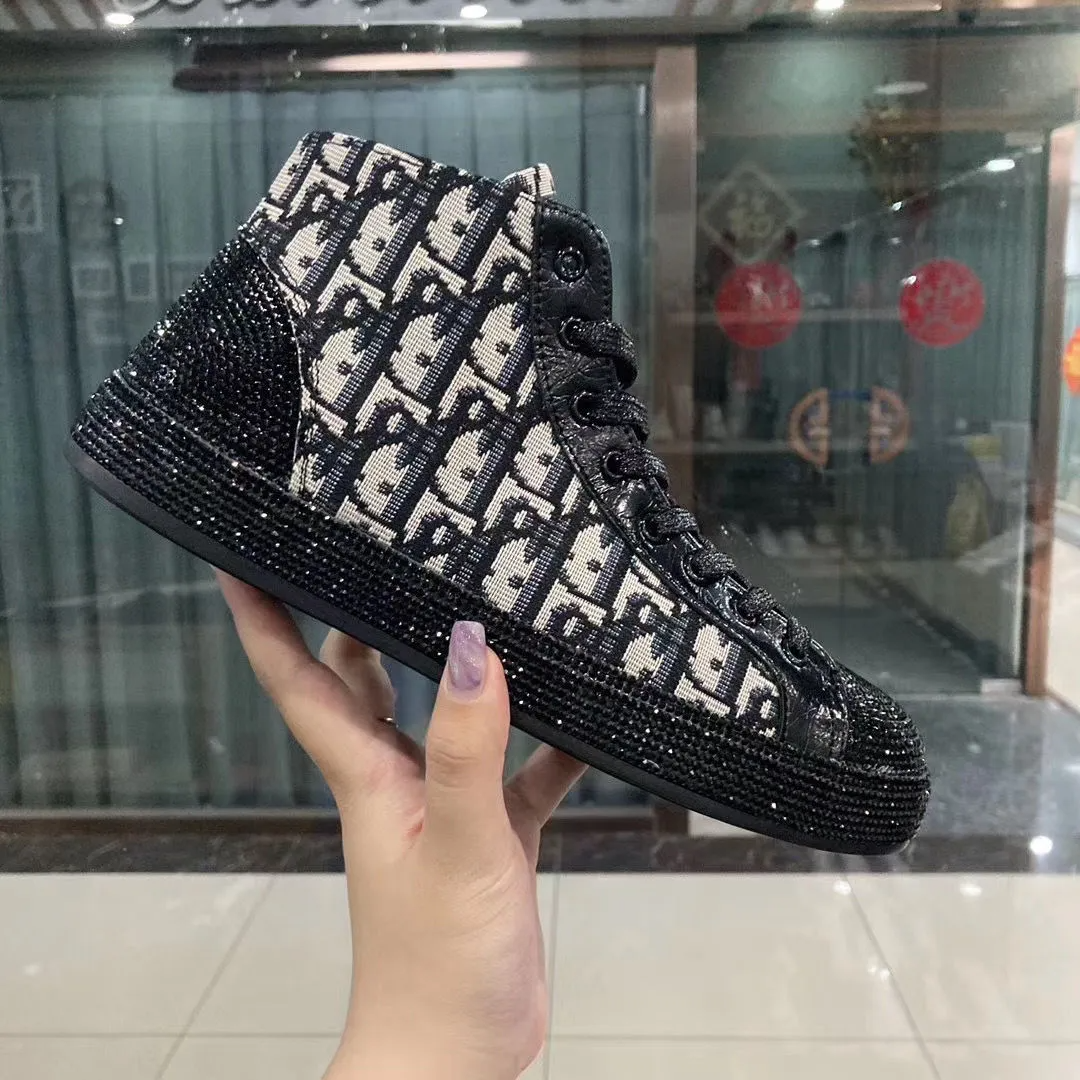 High-top hot diamond fashion casual printed sneakers