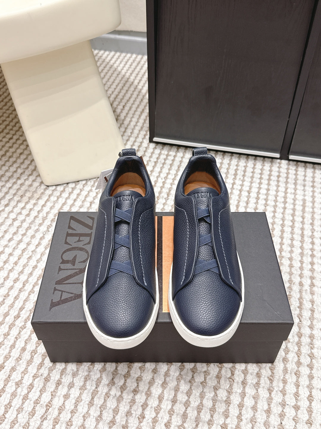 Leather Texture Triple Stitch Sneakers 1826032601