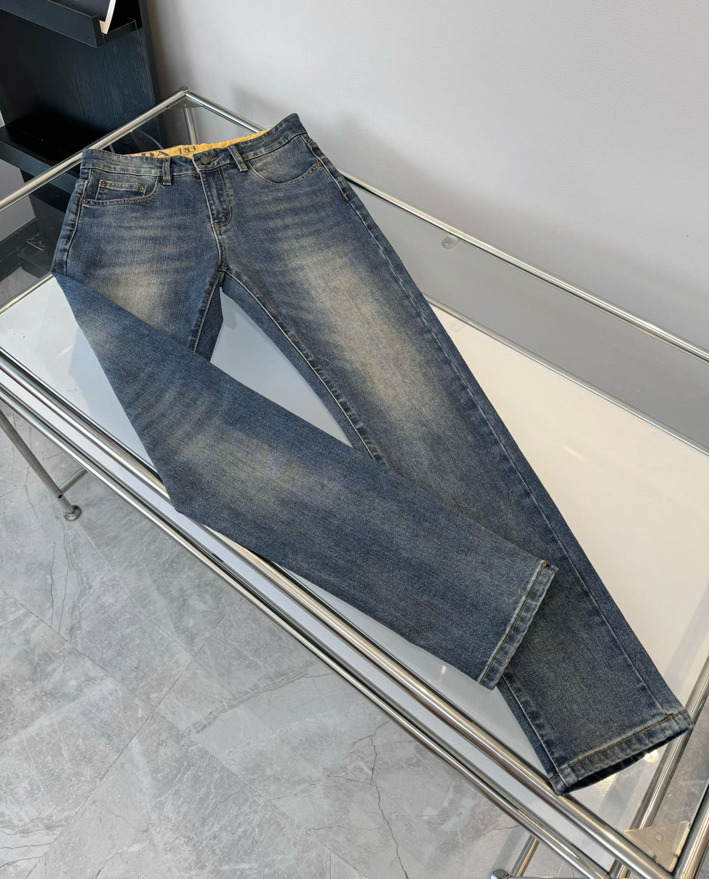 P Embossed Letters Straight Leg Skinny Jeans 1824091007