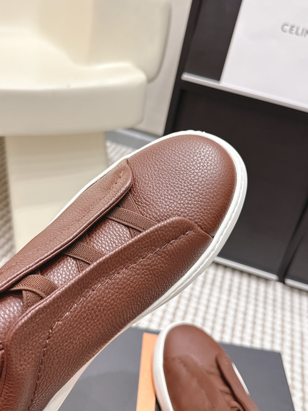 Leather Texture Triple Stitch Sneakers 1826032601