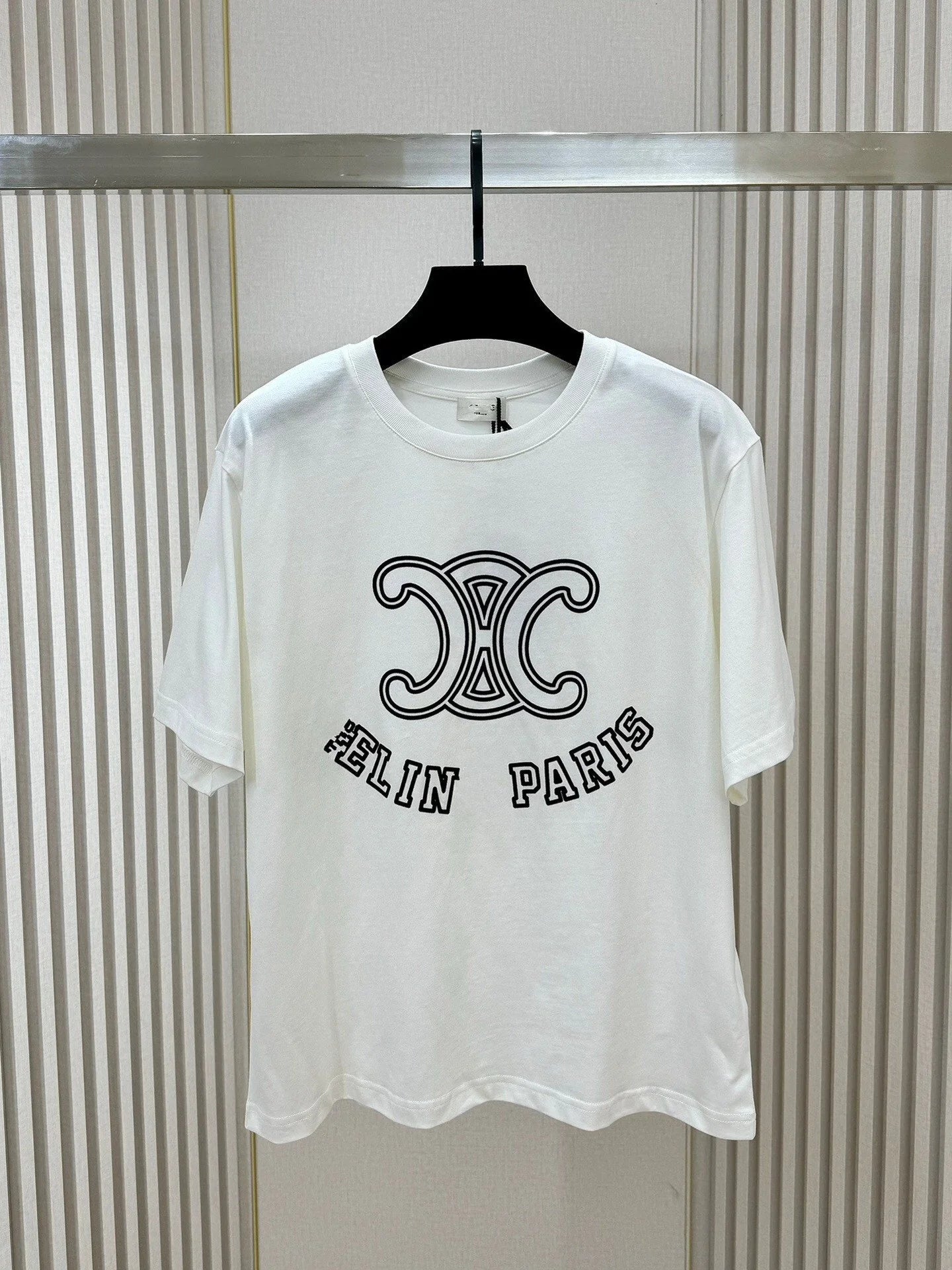 New Flocking Letters Round Neck T-Shirt 1024041201