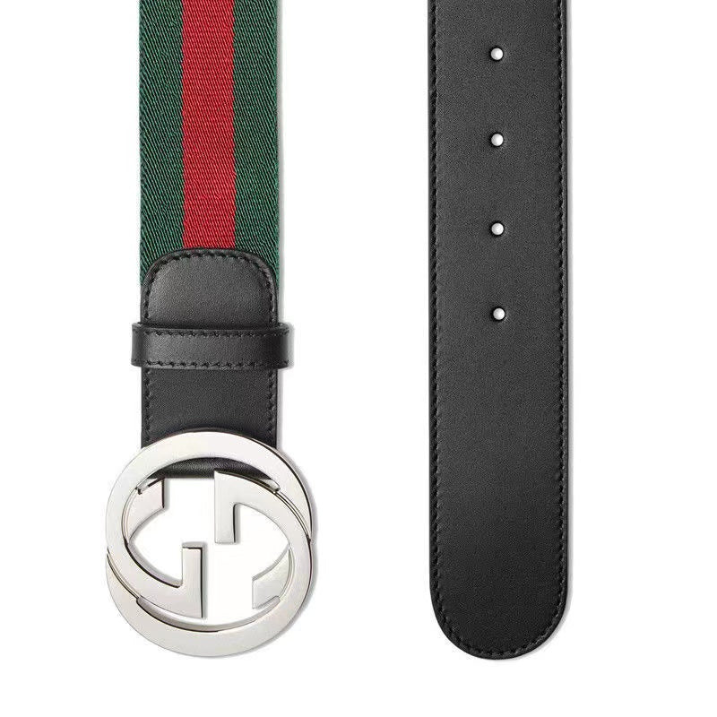 Luxury Red-Green Double G SiLer Buckle Belt