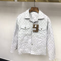 Allover printed jacquard washed denim jacket XC0823101905