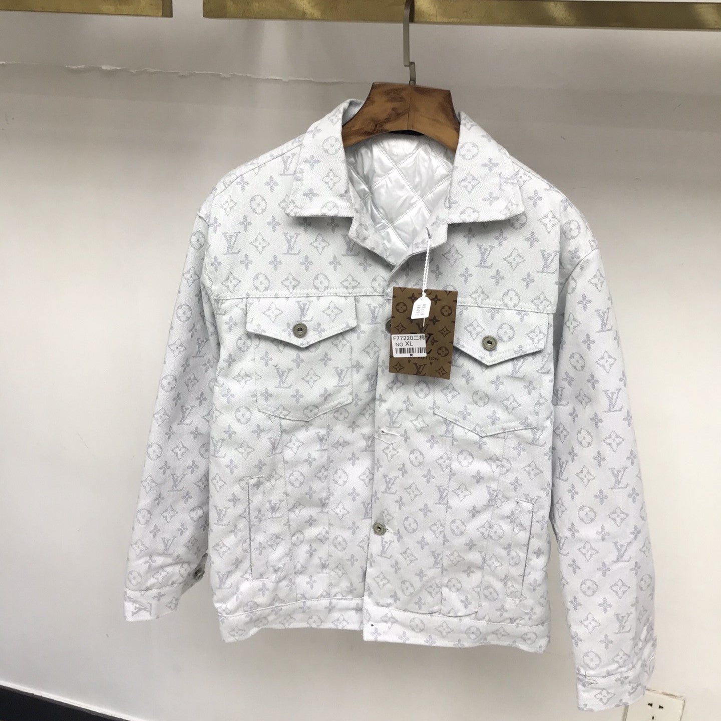 Allover printed jacquard washed denim jacket XC0823101905