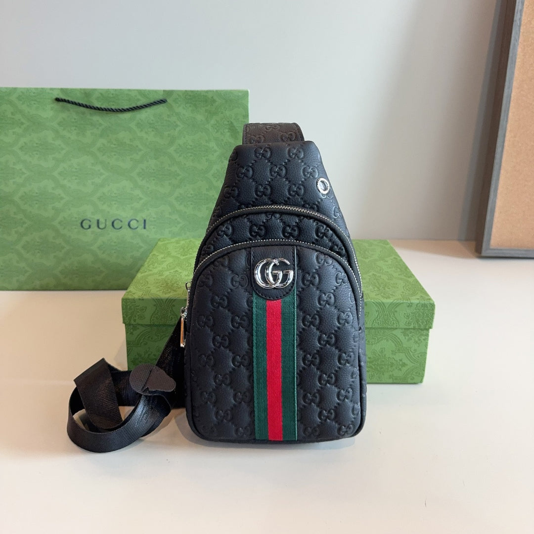 GUI Leather embossed chest bag 1825111301