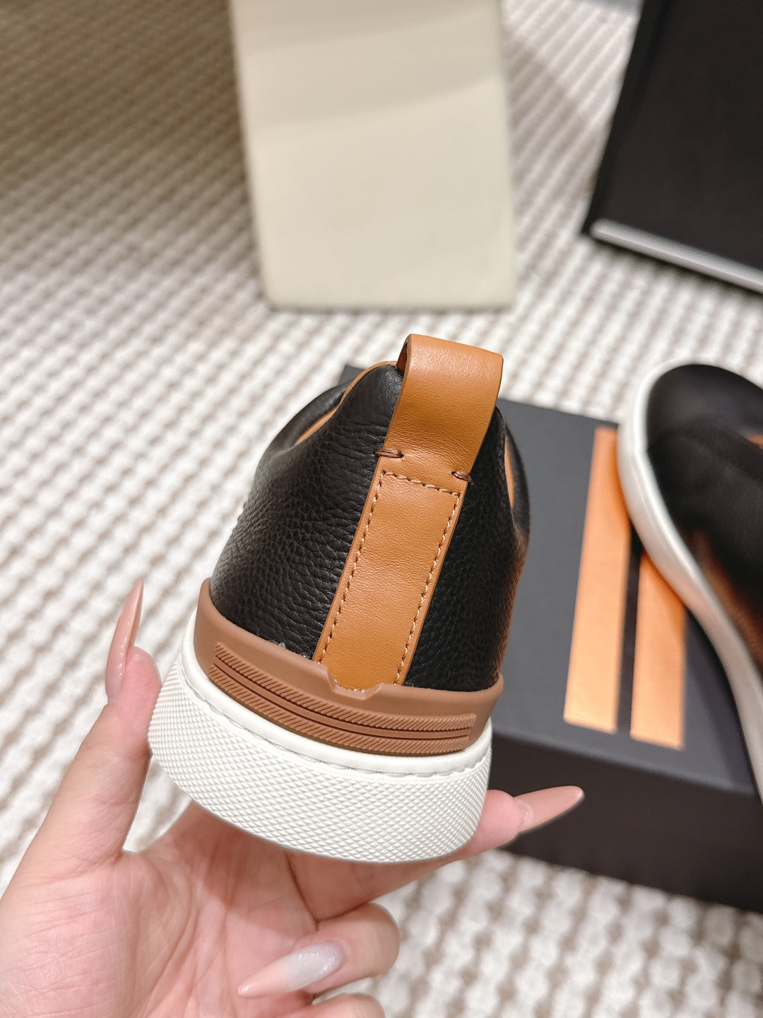 Leather Texture Triple Stitch Sneakers 1826032601