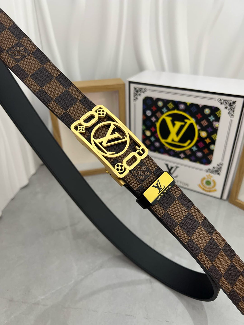Luxury metal letter top-grain cowhide belt 26022401