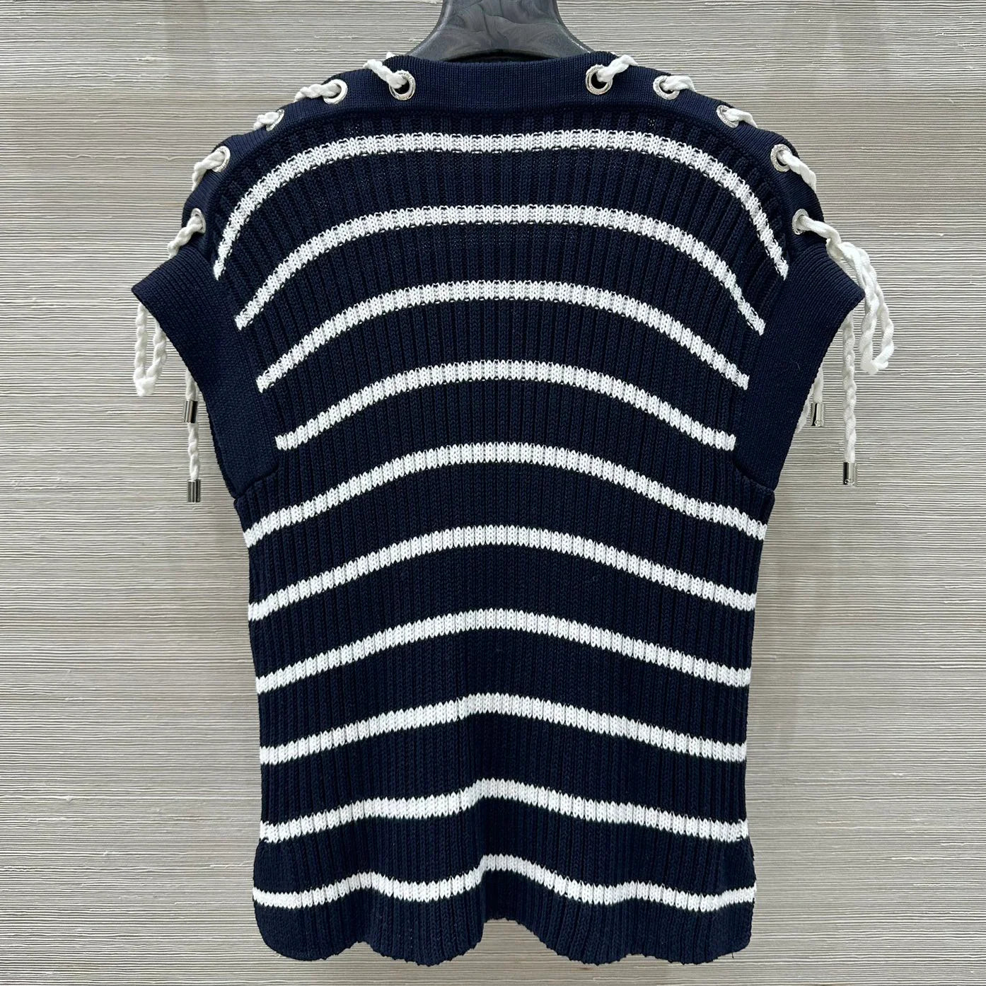 Slant Shoulder Striped Knit Top 1025070309