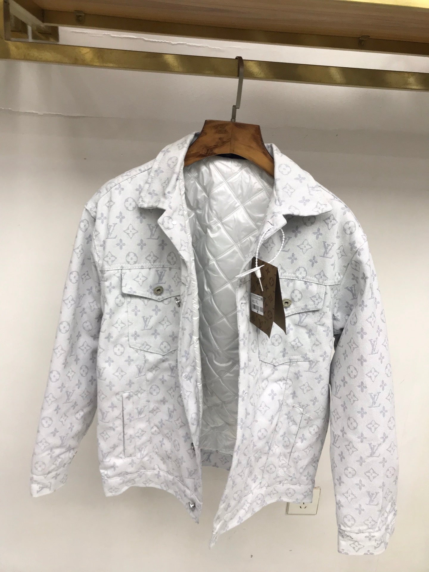 Allover printed jacquard washed denim jacket XC0823101905