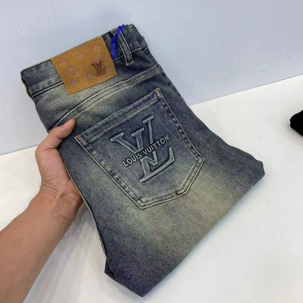 Simple Washed Stretch Pants Slim Fit Jeans